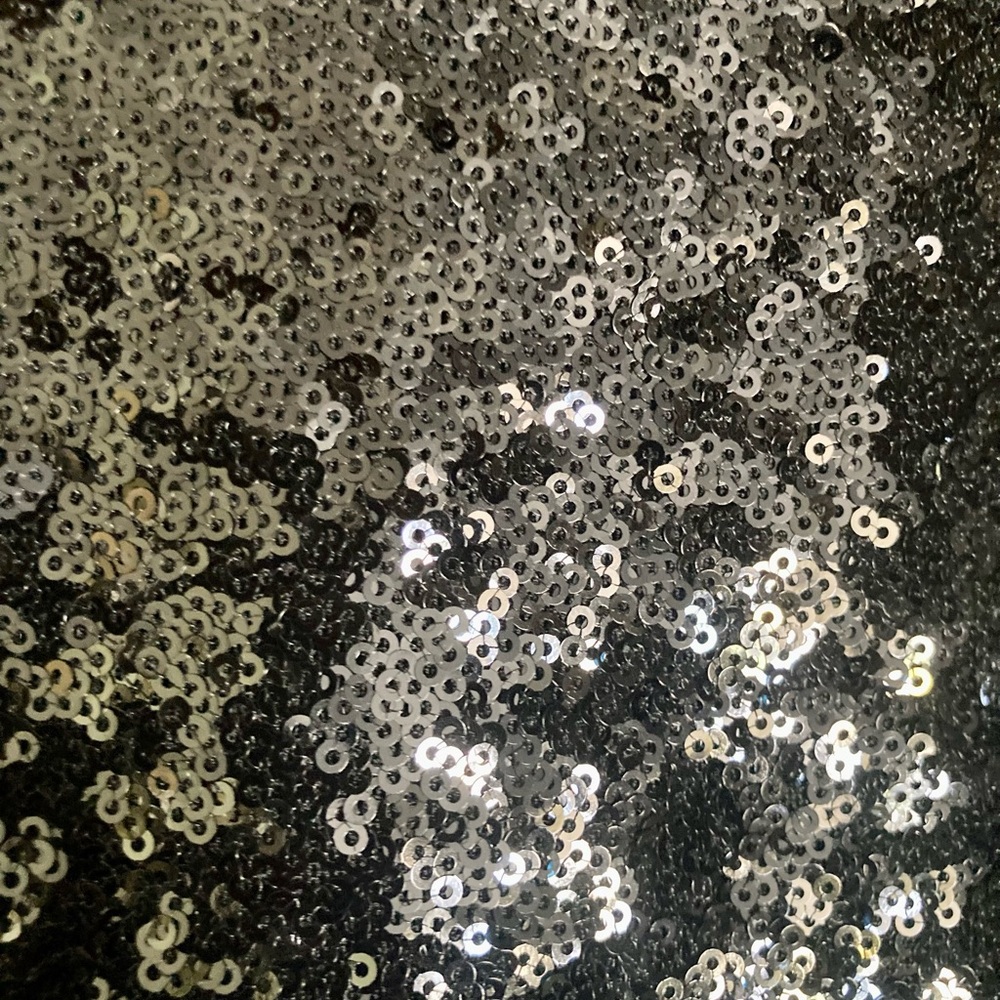 by Anthropologie Black Sequin Cropped Short-Sleeve Top Relaxed Boxy Fit EUC Sz S - Picture 15 of 16